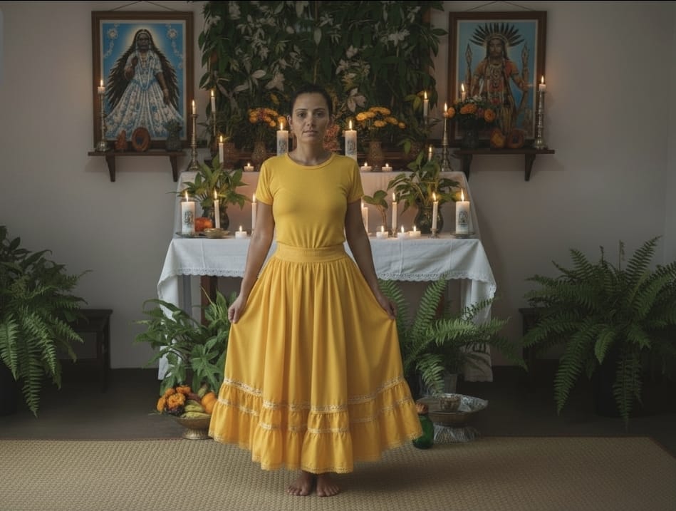 Saia Mãe Iansâ Eparrey Roupas Umbanda Axê Terreiro Trono Feminino Lei Sacerdotiza Medium Gira