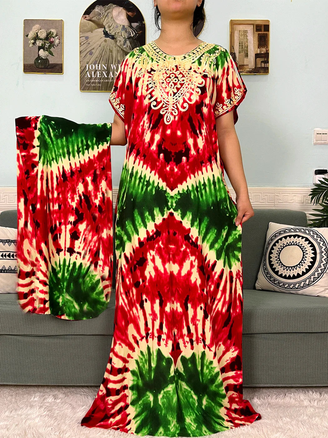 Abayas de Algodão Tradicional com Apliques e Turbante - Ceremonia Religiosa - Yoruba - Elegância - Moda Afro