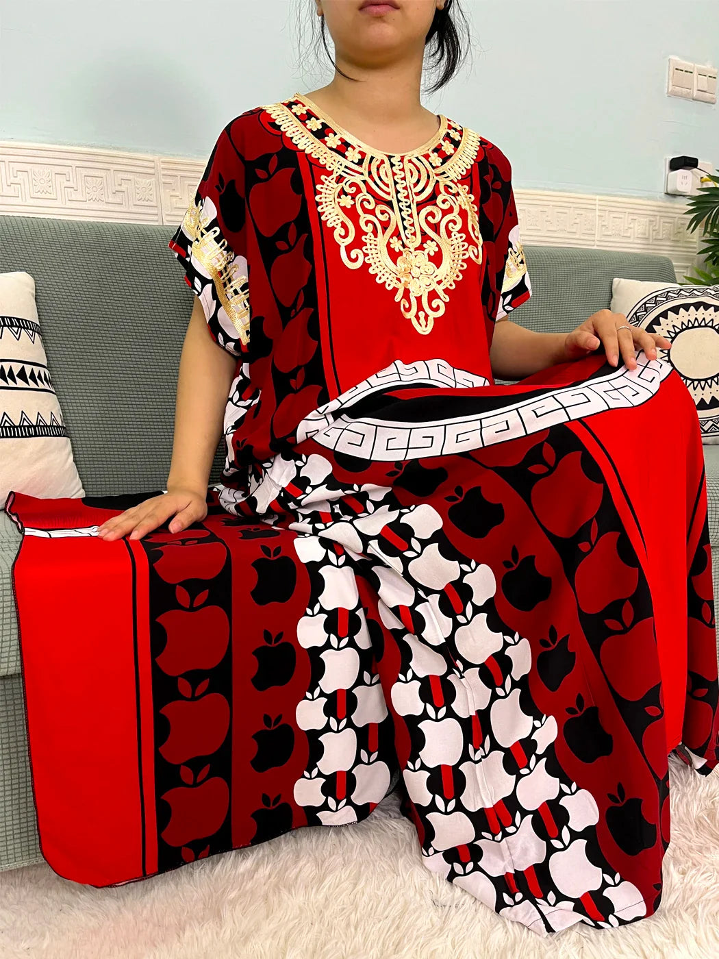 Abayas de Algodão Tradicional com Apliques e Turbante - Ceremonia Religiosa - Yoruba - Elegância - Moda Afro