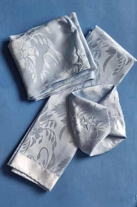 Conjunto de Estola e Filá Jacquard Azul Claro Umbanda Roupas Axê Terreiro Mãe Yemanjà Gira