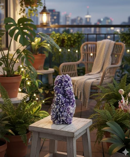 Cristal Natural de Ametista Neve para decoração de altares, coleções minerais e ambientes inspirados na Umbanda