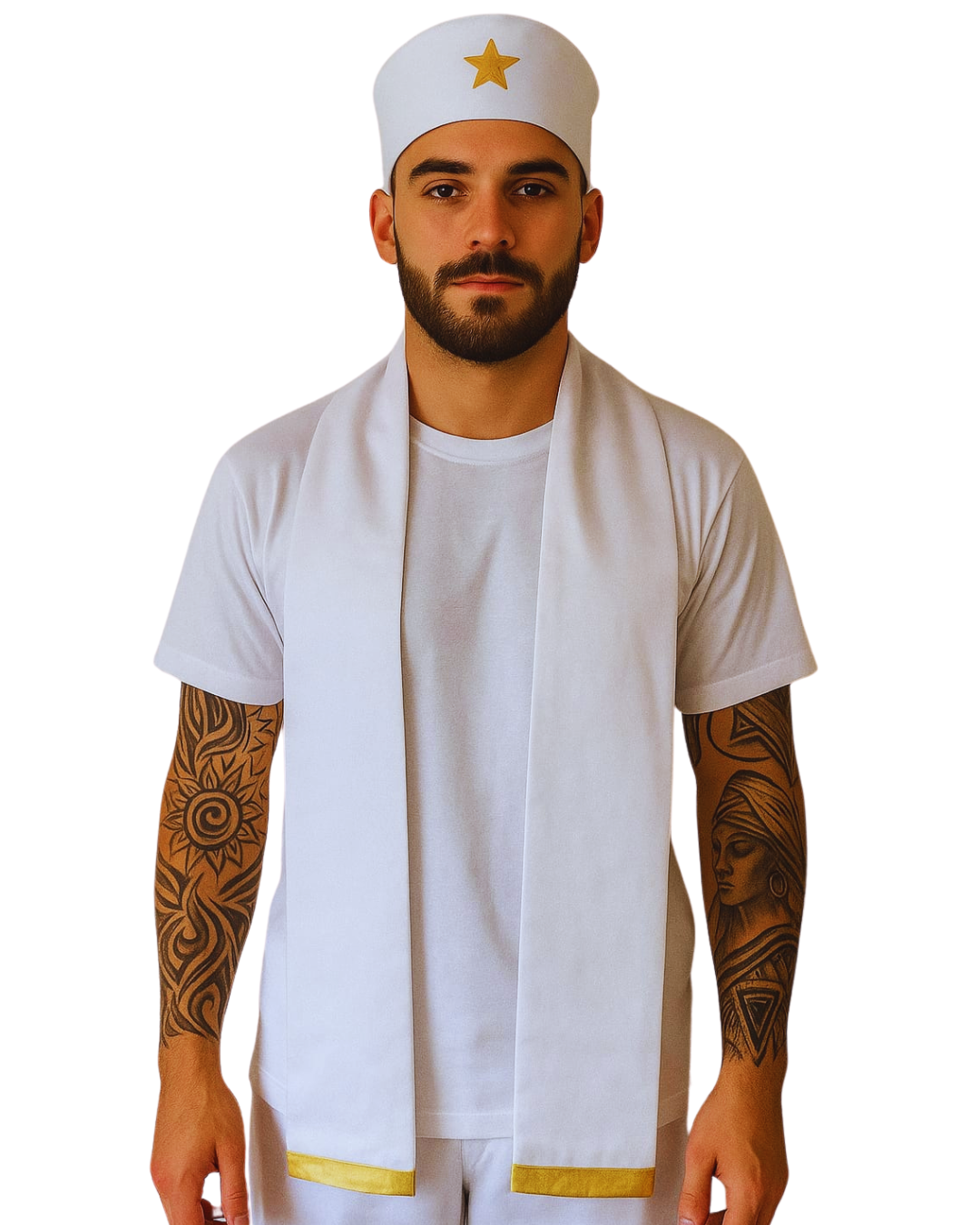 Estola e Filá Masculino de Pai Pequeno Roupa Umbanda Terreiro Sacerdócio Cerimonial Ritualística