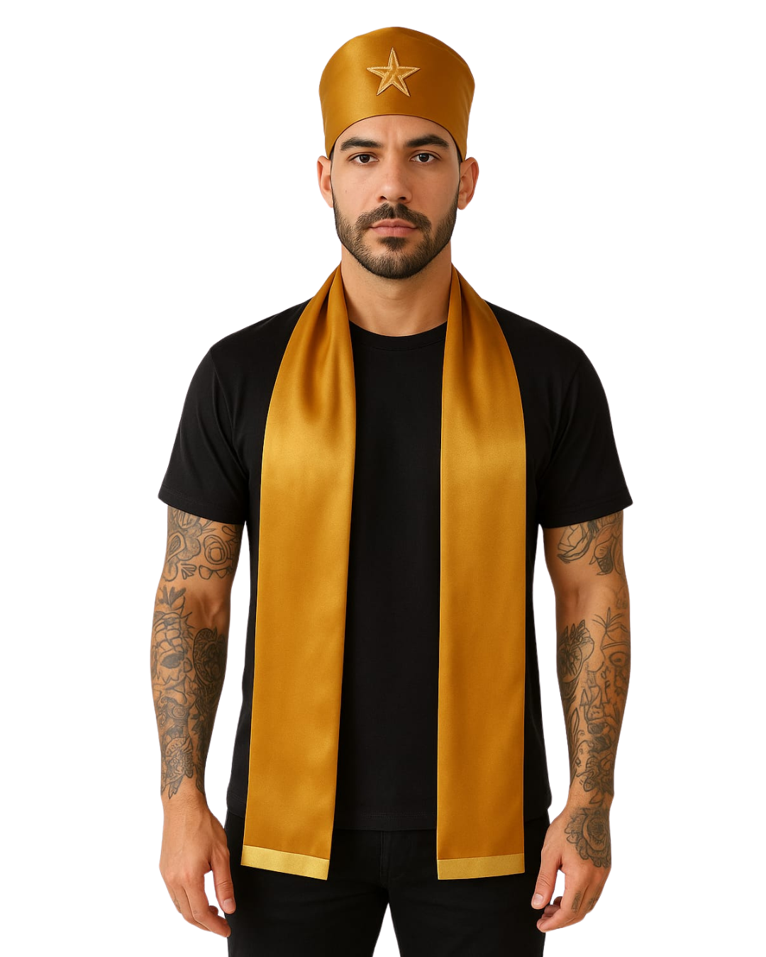 Filá e Estola Masculino Sacerdotal - Turbante - Roupas de Umbanda Terreiro Pai de Santo Sacerdote