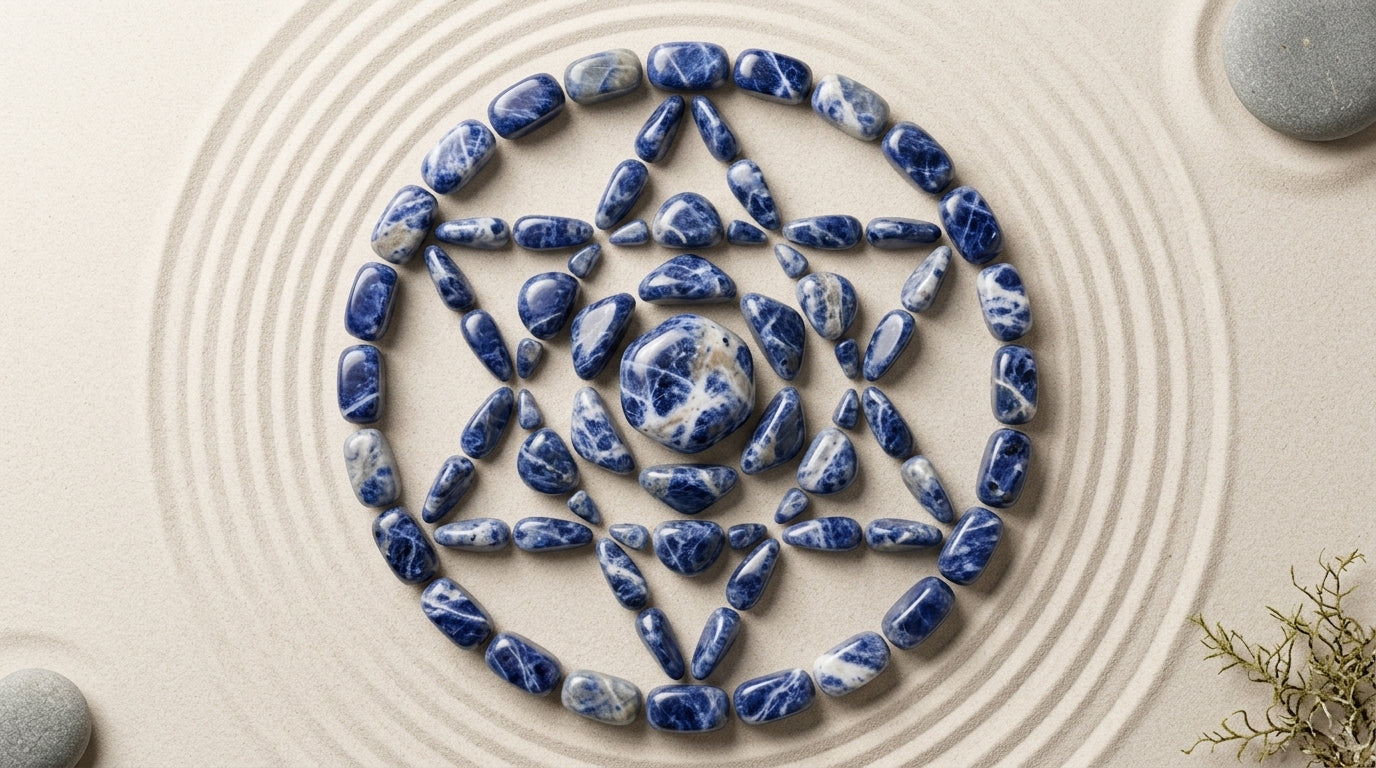 Pedra Natural Sodalita - Pai Ogum - Trono da Lei Masculino - Proteção e Direcionamento - Pedra por Peso