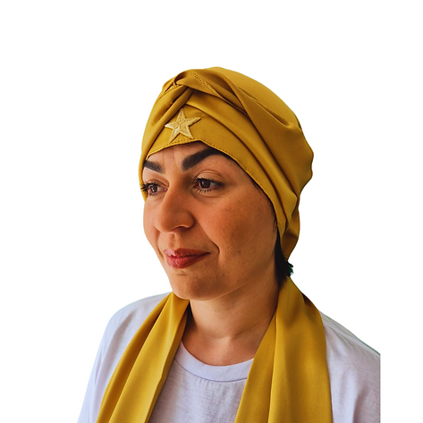 Pano de Cabeça e Estola Feminino Sacerdotal Dourado Turbante Roupas de Umbanda Terreiro