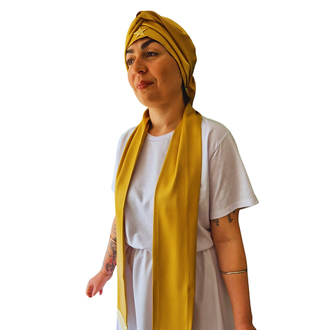 Pano de Cabeça e Estola Feminino Sacerdotal Dourado Turbante Roupas de Umbanda Terreiro