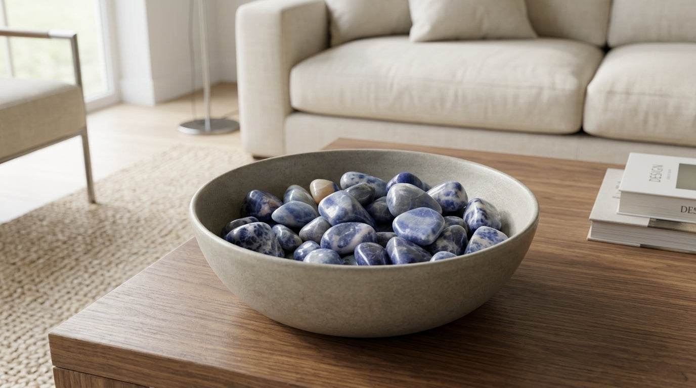Pedra Natural Sodalita - Pai Ogum - Trono da Lei Masculino - Proteção e Direcionamento - Pedra por Peso
