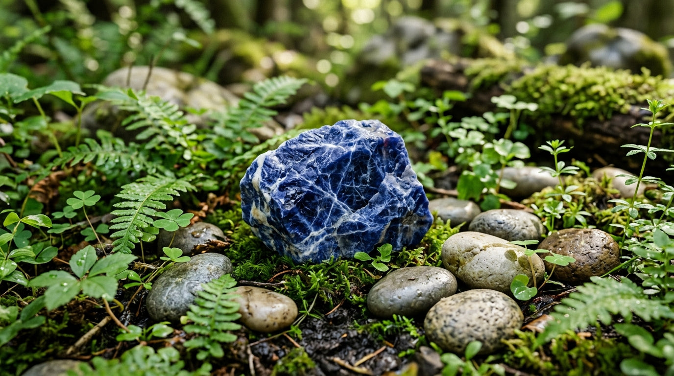 Pedra Natural Sodalita - Pai Ogum - Trono da Lei Masculino - Proteção e Direcionamento - Pedra por Peso