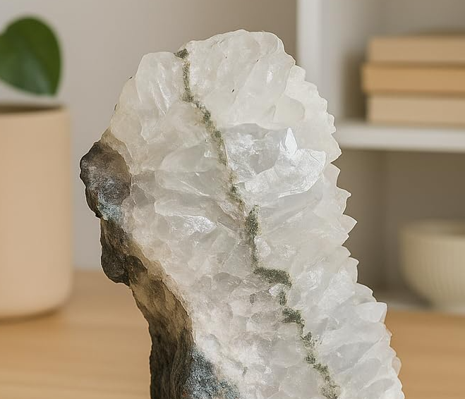 Pedra natural de Apofilita Branca para decoração e ambientes espirituais.