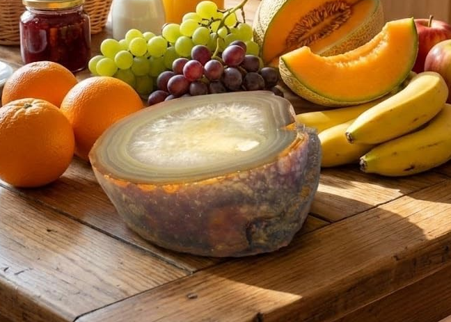 Placa Natural de Ágata Marrom da coleção Cristais Naturais da Roupas do Axê com núcleo cristalizado