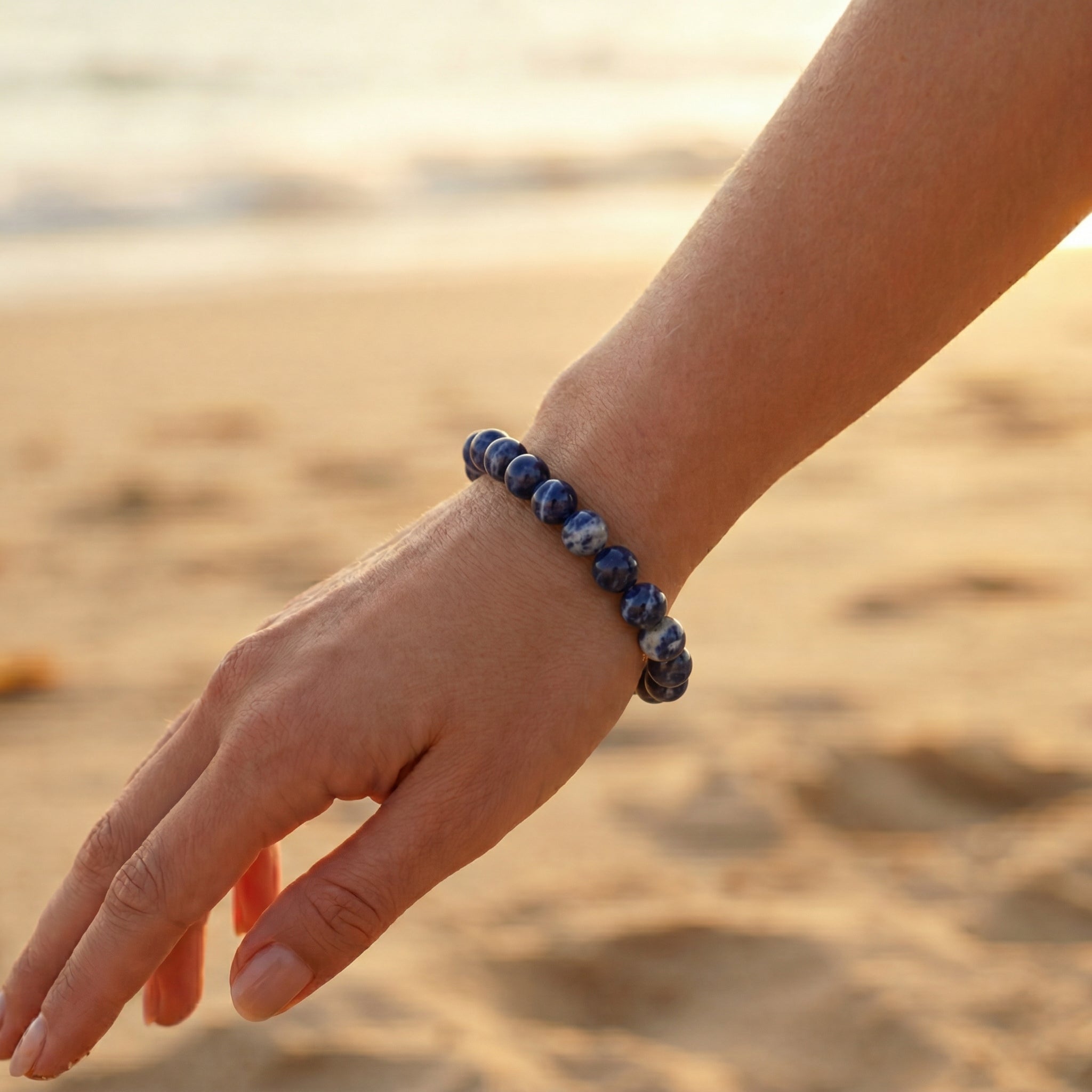 Pulseira Sodalita Pedra Natural - Trono da Lei - Pai Ogum | Roupas de Umbanda