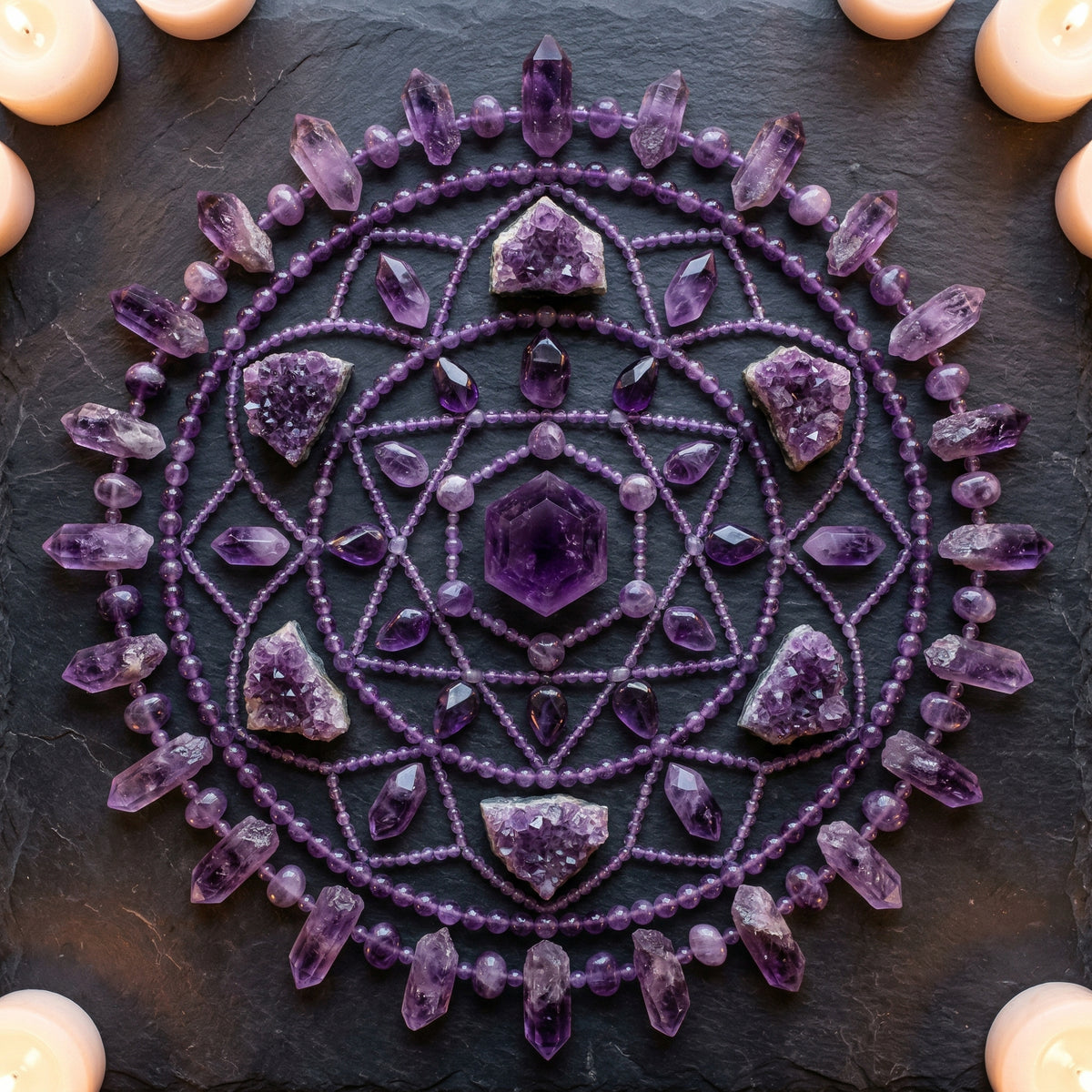 Pulseira de Ametista Natural – Trono da Evolução - Pai Obaluaiê -Proteção e Elevação Espiritual |Roupas de Umbanda