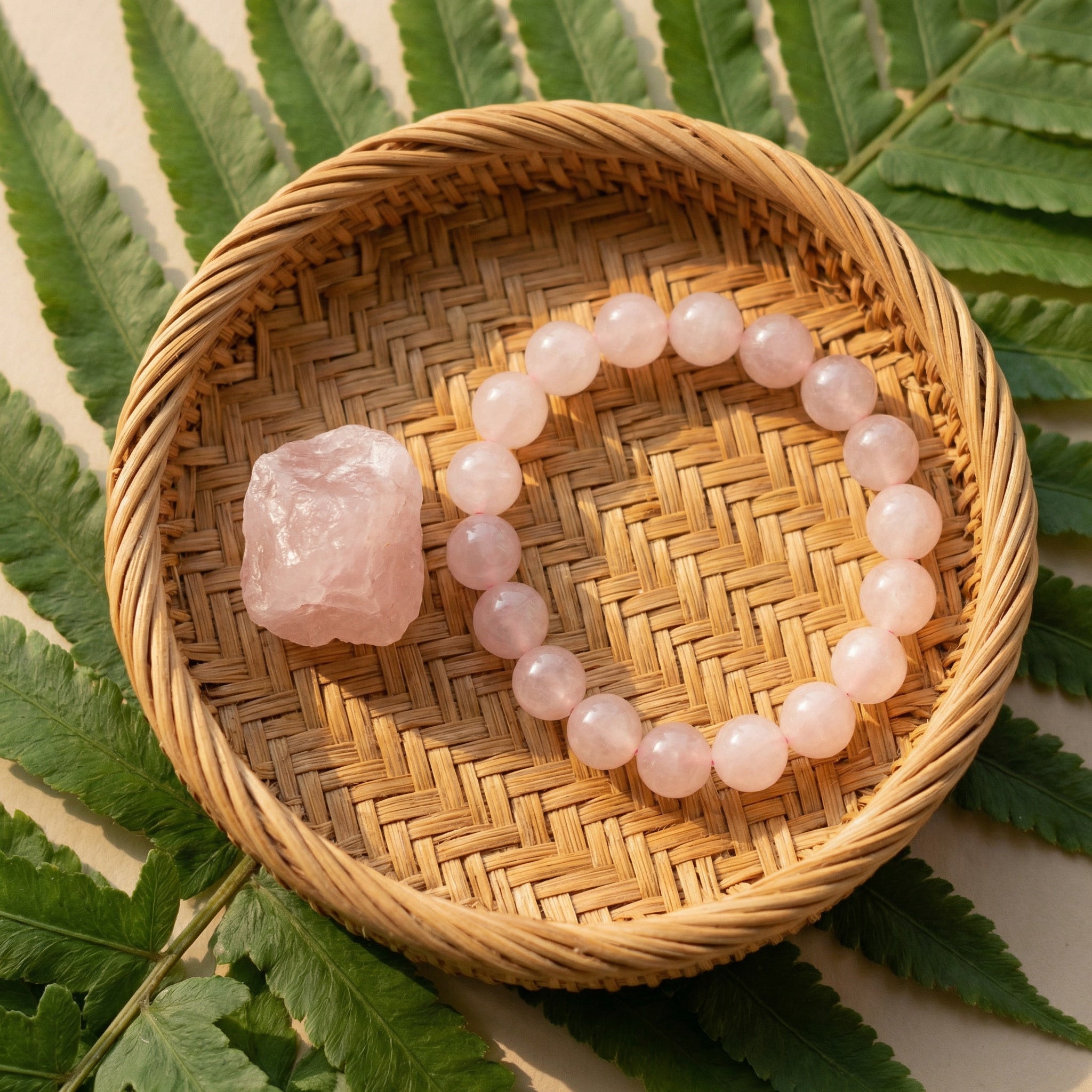 Pulseira de Pedra Quartzo Rosa Natural - Trono do Amor - Mãe Oxum - Cura Emocional e Harmonia | Roupas de Umbanda