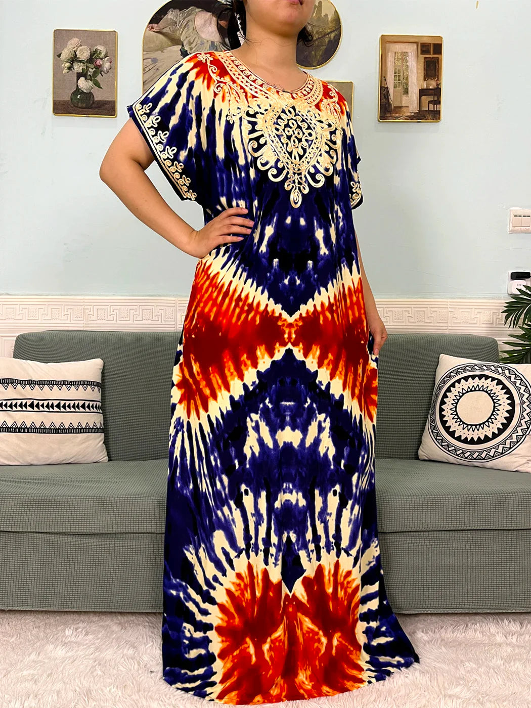 2024 algodão muçulmano abayas para mulheres apliques impresso caftan marroquino femme robe boubou africano islam vestidos com lenço