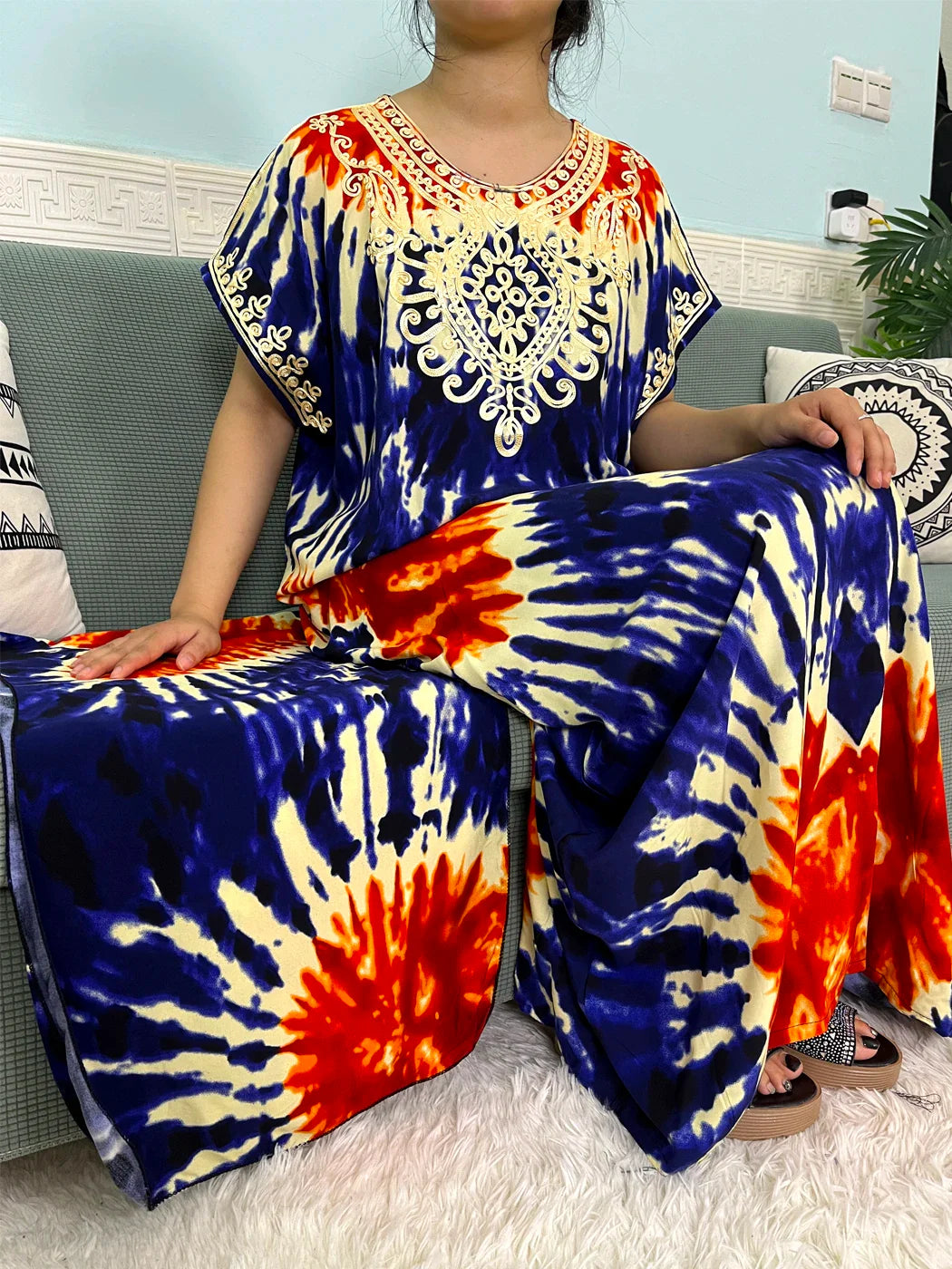 2024 algodão muçulmano abayas para mulheres apliques impresso caftan marroquino femme robe boubou africano islam vestidos com lenço