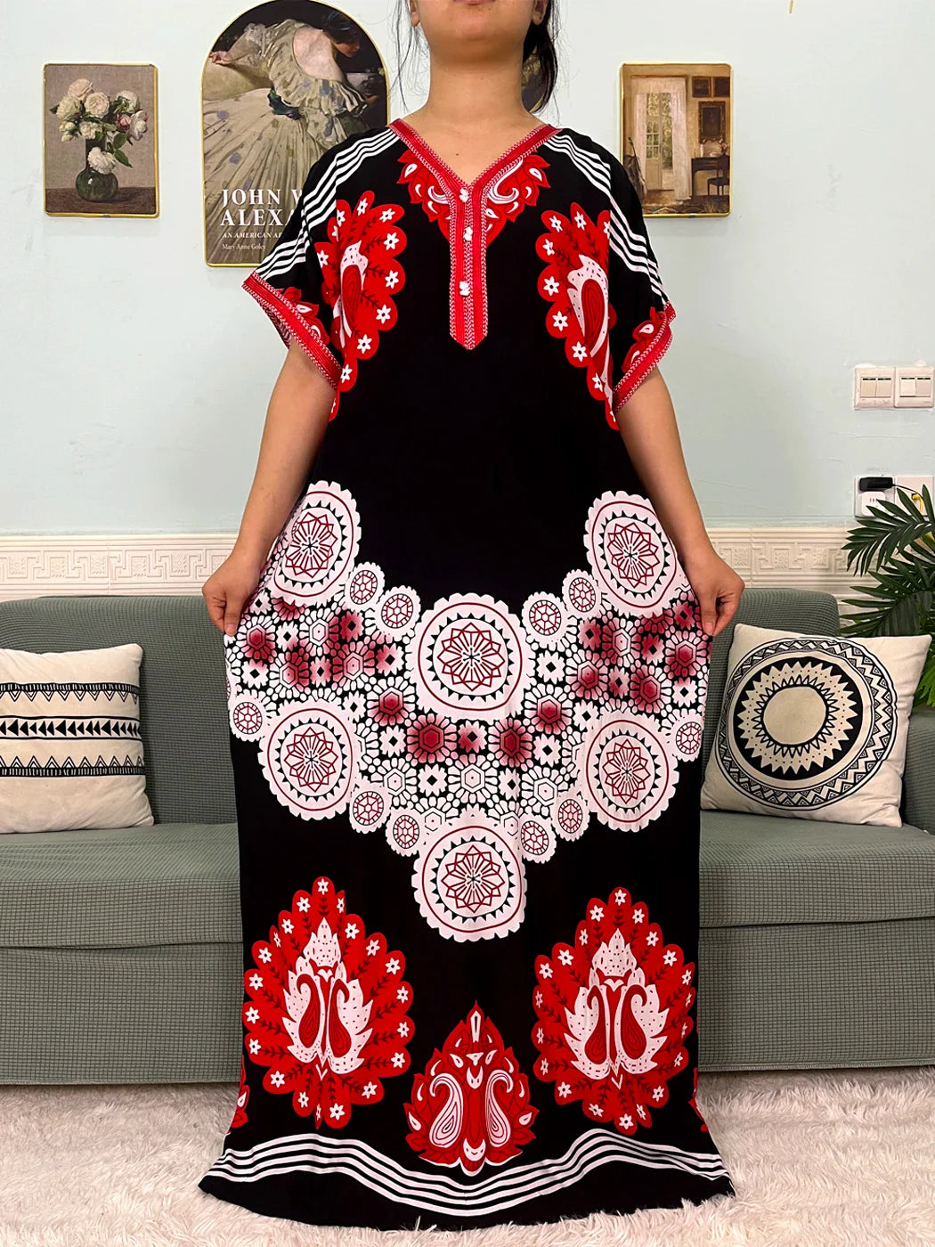 2024 algodão muçulmano abayas para mulheres apliques impresso caftan marroquino femme robe boubou africano islam vestidos com lenço