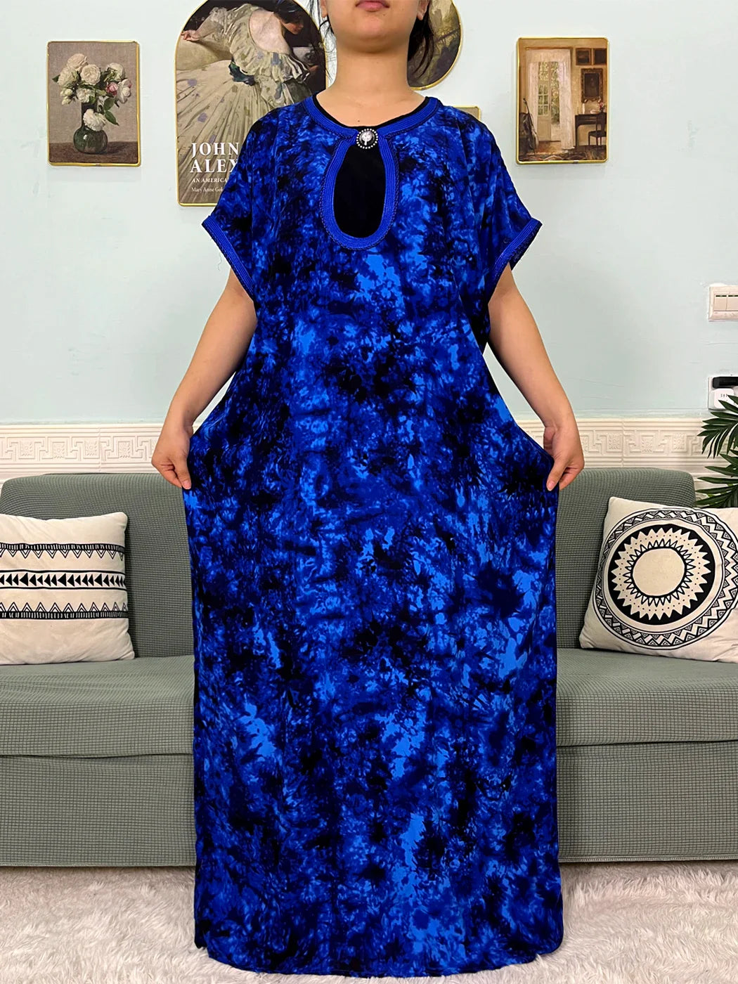 2024 algodão muçulmano abayas para mulheres apliques impresso caftan marroquino femme robe boubou africano islam vestidos com lenço