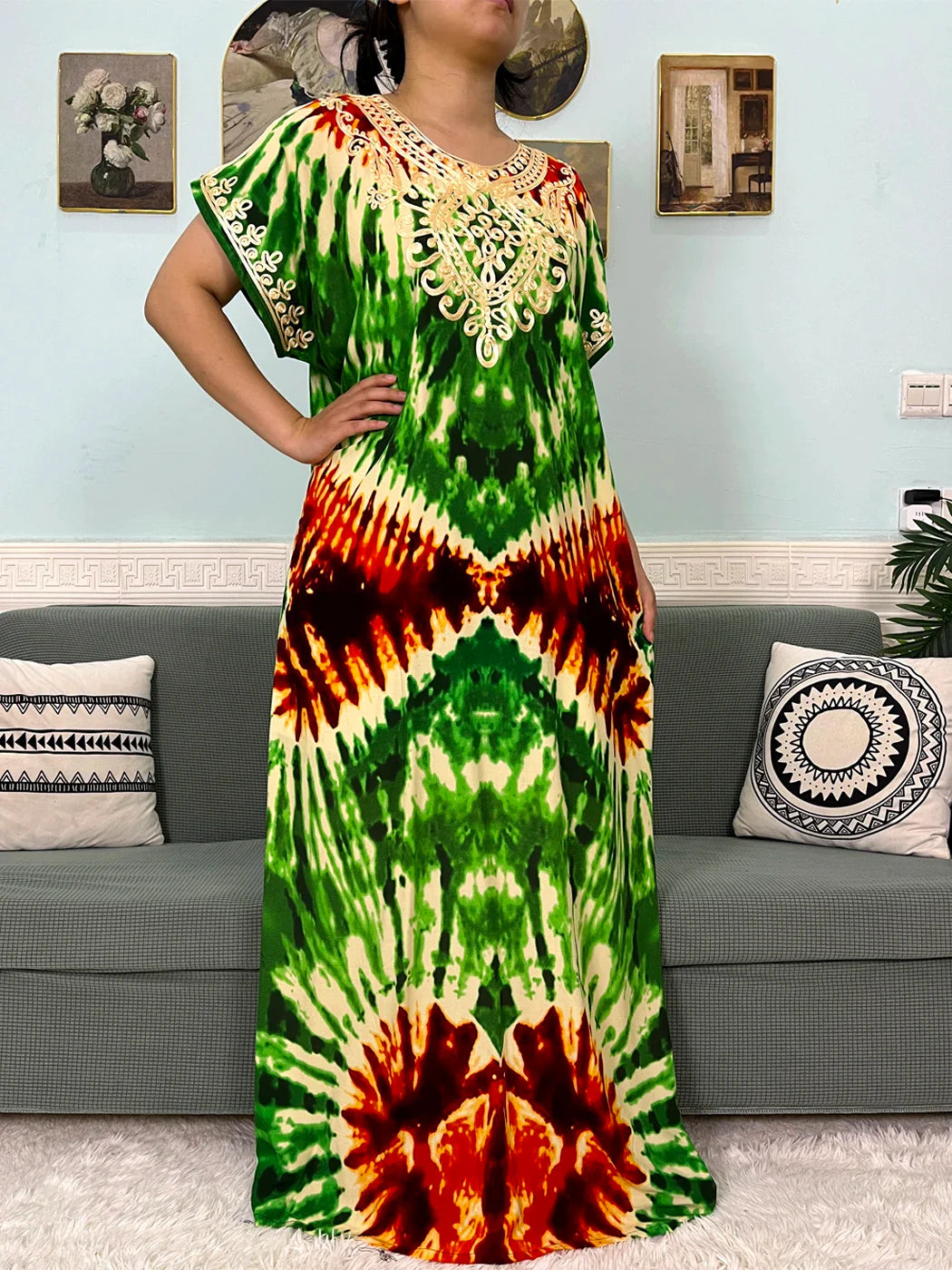 2024 algodão muçulmano abayas para mulheres apliques impresso caftan marroquino femme robe boubou africano islam vestidos com lenço