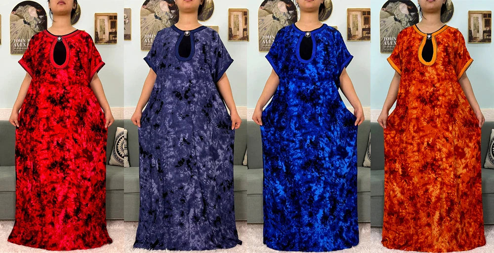 2024 algodão muçulmano abayas para mulheres apliques impresso caftan marroquino femme robe boubou africano islam vestidos com lenço
