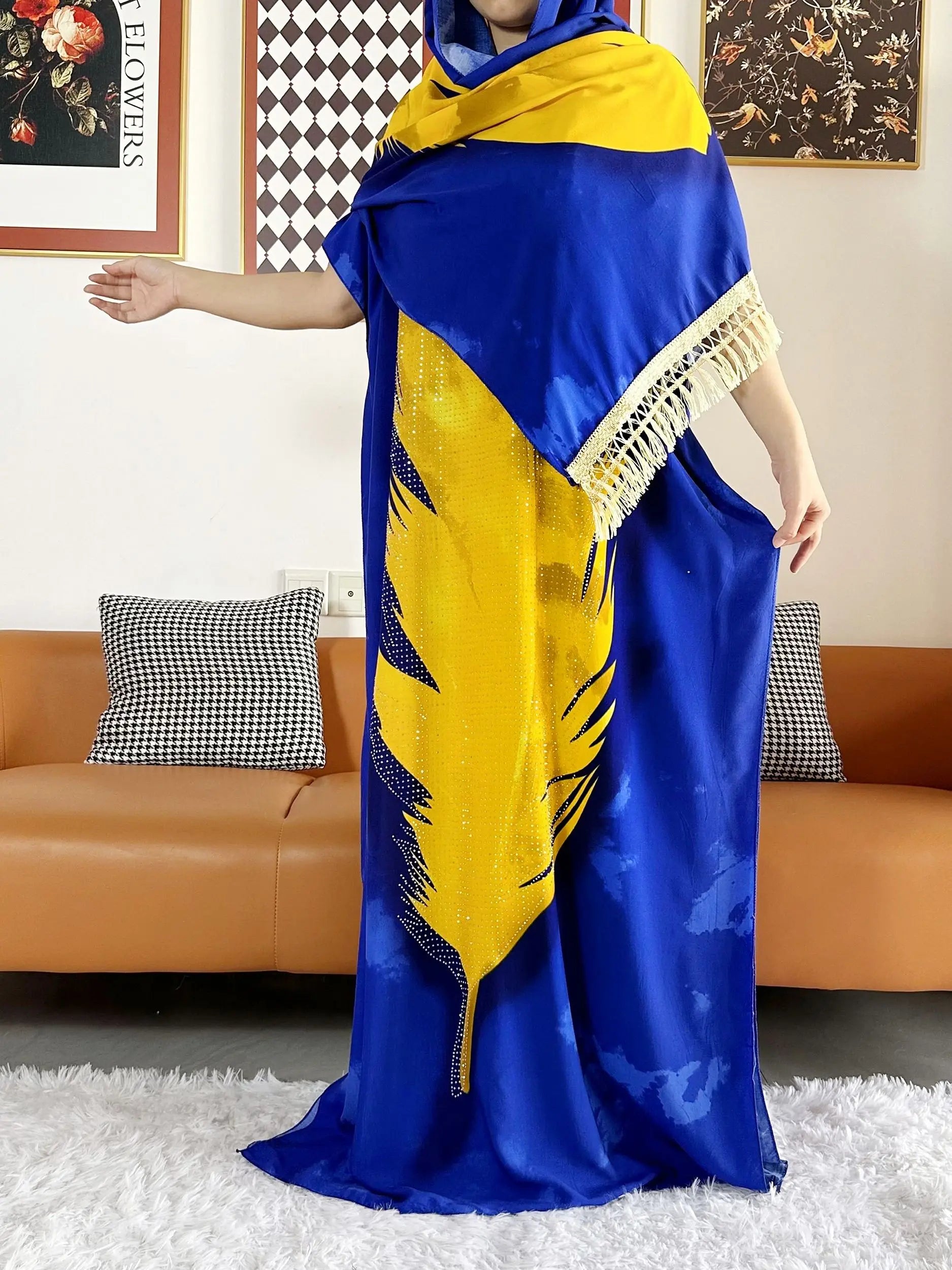 2025 vestido de festa feminino africano grande cachecol borlas algodão impresso solto floral boubou maxi islam feminino manga curta abaya