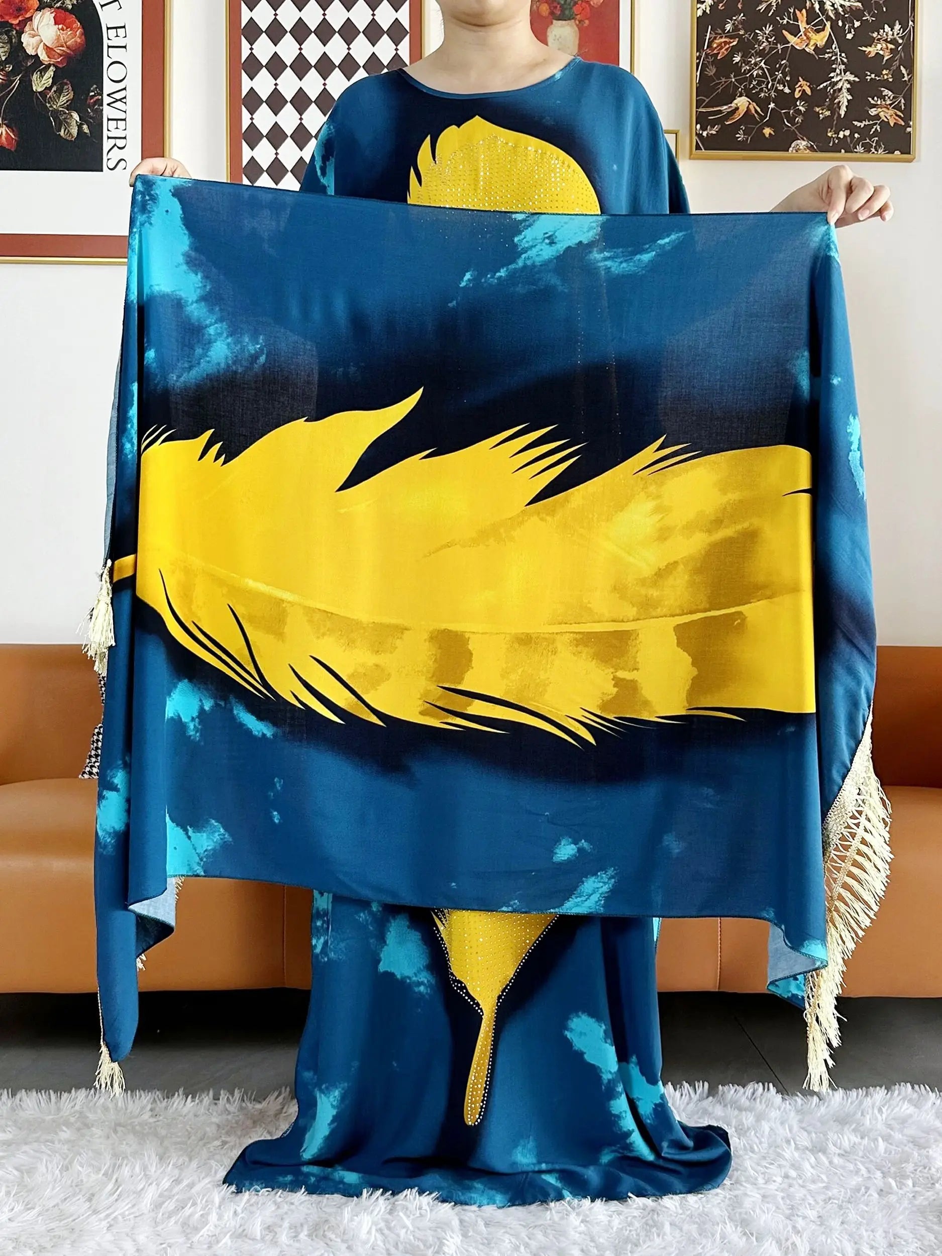 2025 vestido de festa feminino africano grande cachecol borlas algodão impresso solto floral boubou maxi islam feminino manga curta abaya