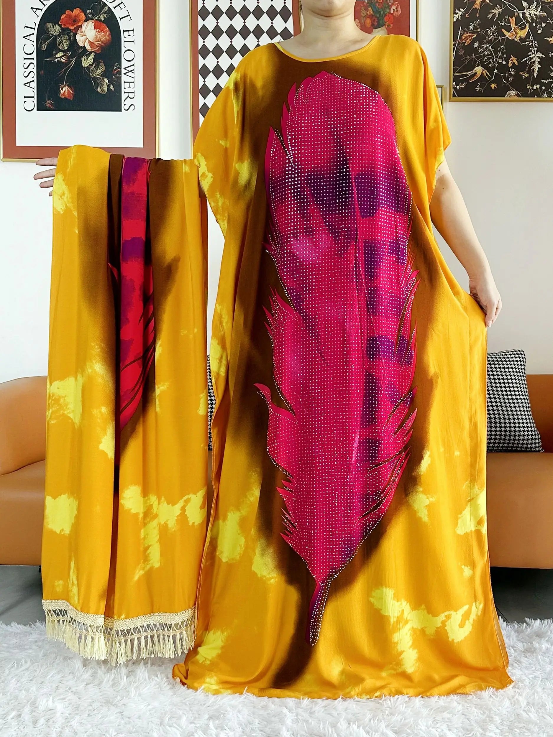 2025 vestido de festa feminino africano grande cachecol borlas algodão impresso solto floral boubou maxi islam feminino manga curta abaya