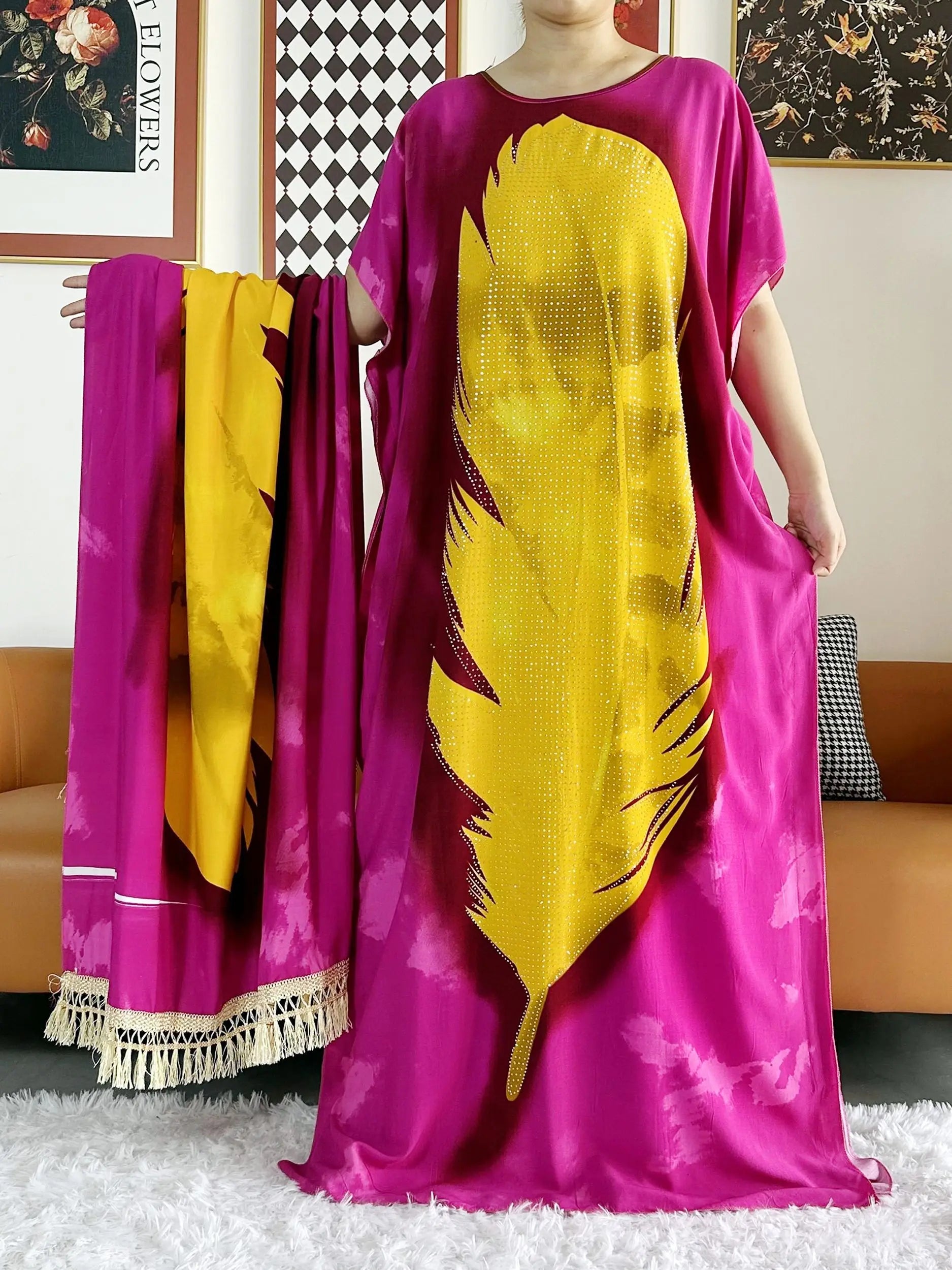 2025 vestido de festa feminino africano grande cachecol borlas algodão impresso solto floral boubou maxi islam feminino manga curta abaya