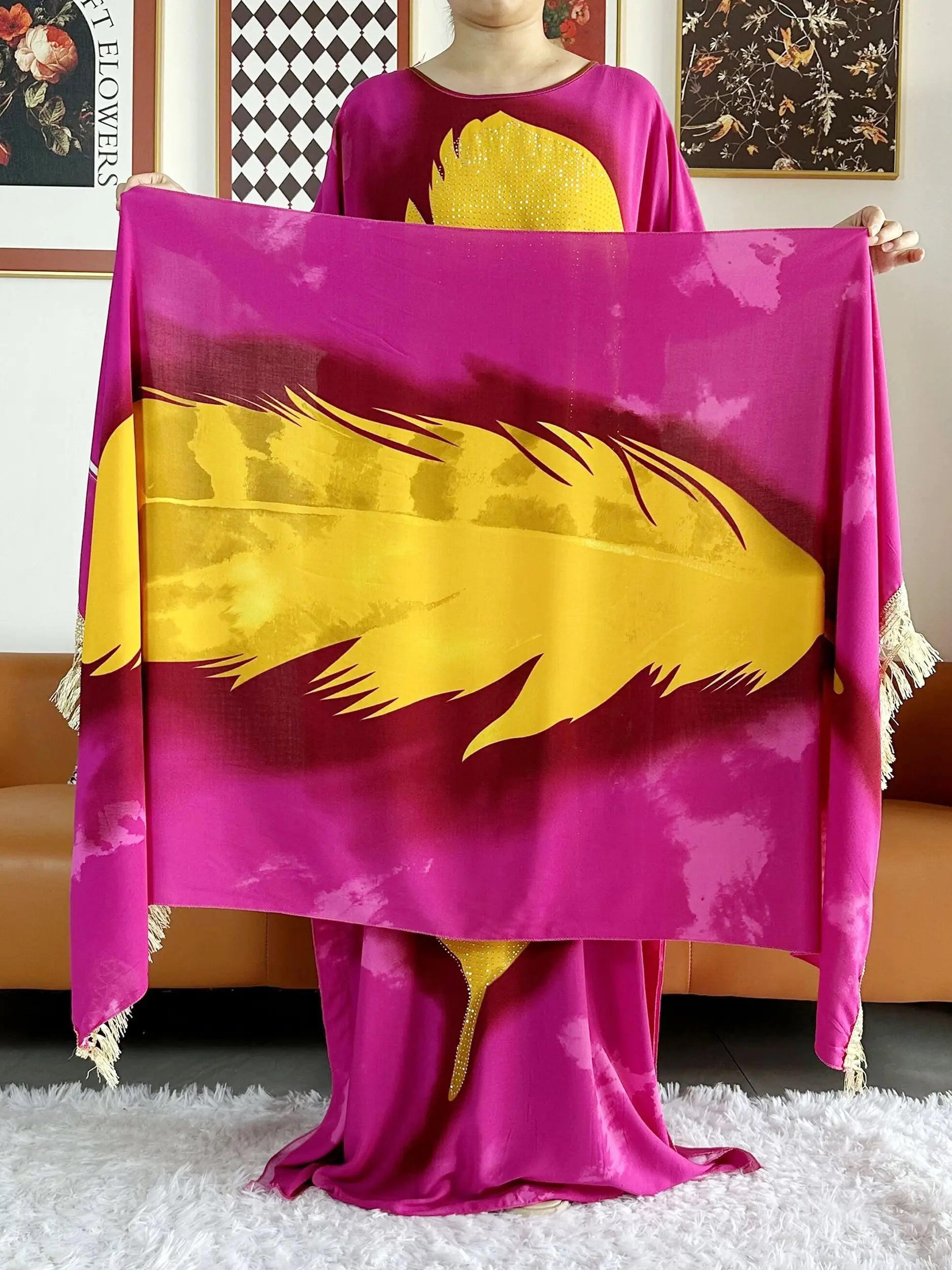 2025 vestido de festa feminino africano grande cachecol borlas algodão impresso solto floral boubou maxi islam feminino manga curta abaya