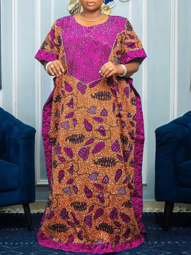 Vestido Feminino Abaya Estilo Africano Premium Ceremônias Religiosas Yoruba Estampas Digitais Tamanho Plus Size