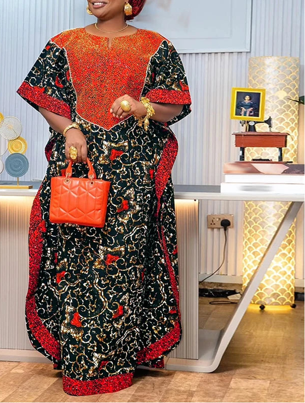 Vestido Feminino Abaya Estilo Africano Premium Ceremônias Religiosas Yoruba Estampas Digitais Tamanho Plus Size