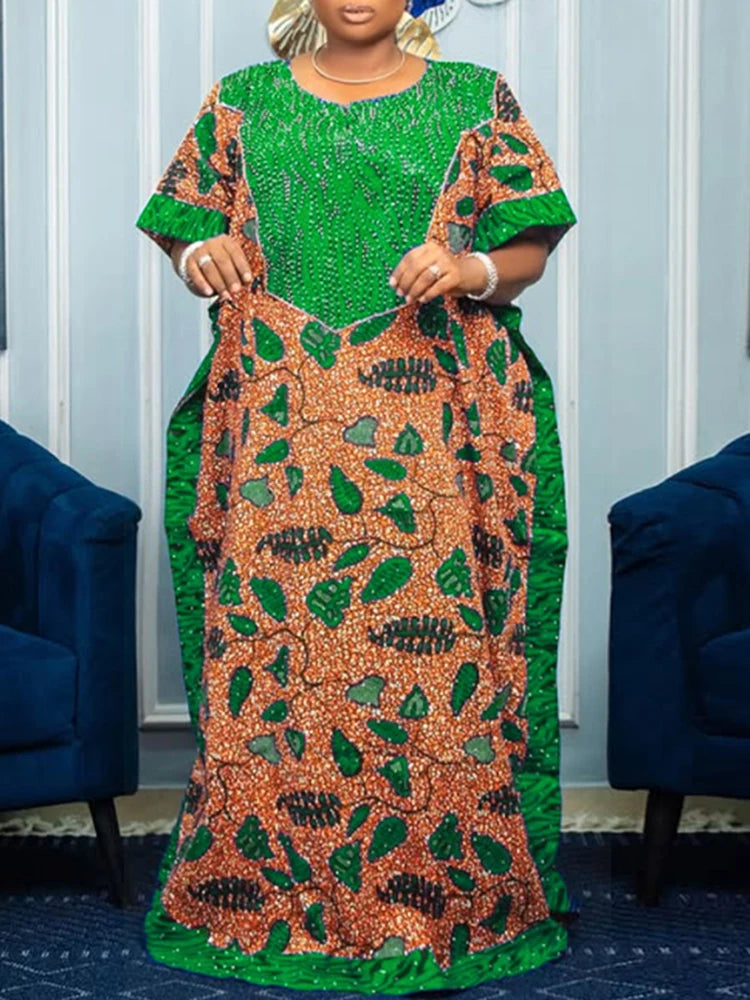 Vestido Feminino Abaya Estilo Africano Premium Ceremônias Religiosas Yoruba Estampas Digitais Tamanho Plus Size