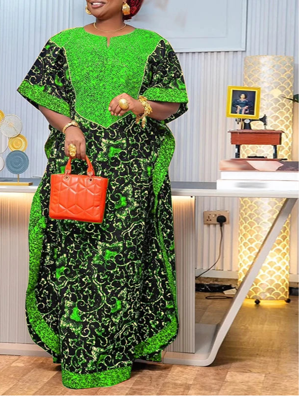 Vestido Feminino Abaya Estilo Africano Premium Ceremônias Religiosas Yoruba Estampas Digitais Tamanho Plus Size