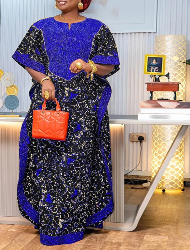 Vestido Feminino Abaya Estilo Africano Premium Ceremônias Religiosas Yoruba Estampas Digitais Tamanho Plus Size