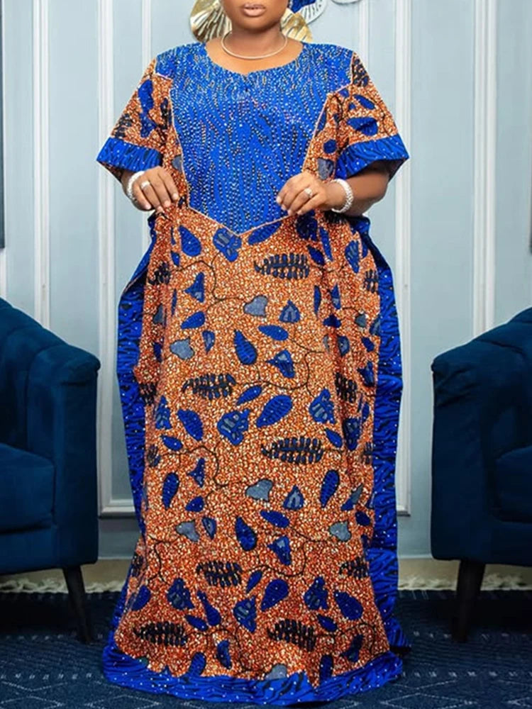 Vestido Feminino Abaya Estilo Africano Premium Ceremônias Religiosas Yoruba Estampas Digitais Tamanho Plus Size