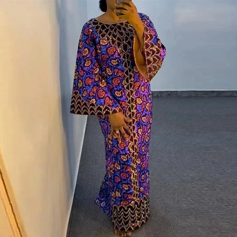 Vestido Feminino Abaya Estilo Africano Premium Elegante Ceremônias Religiosas Yoruba Estampa Digital Plus Size