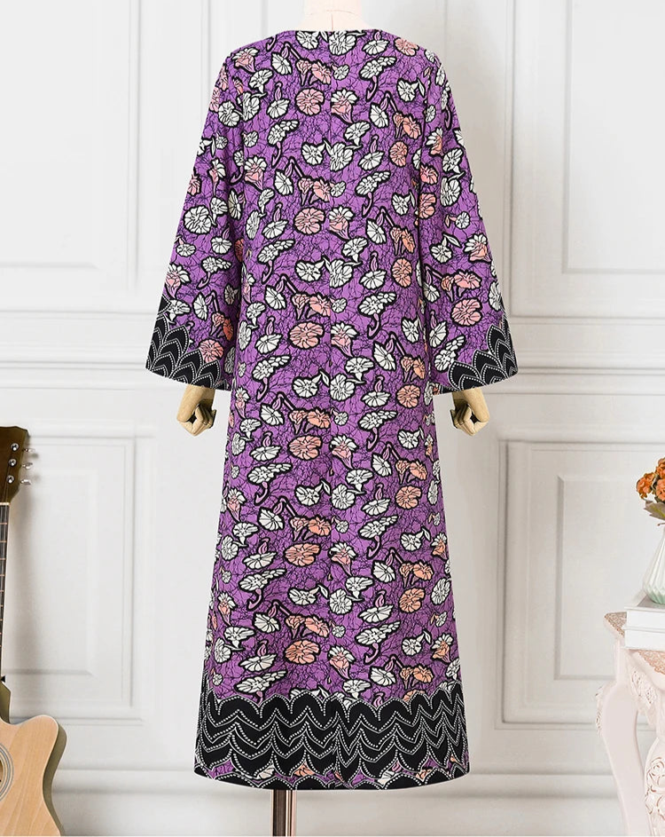 Vestido Feminino Abaya Estilo Africano Premium Elegante Ceremônias Religiosas Yoruba Estampa Digital Plus Size