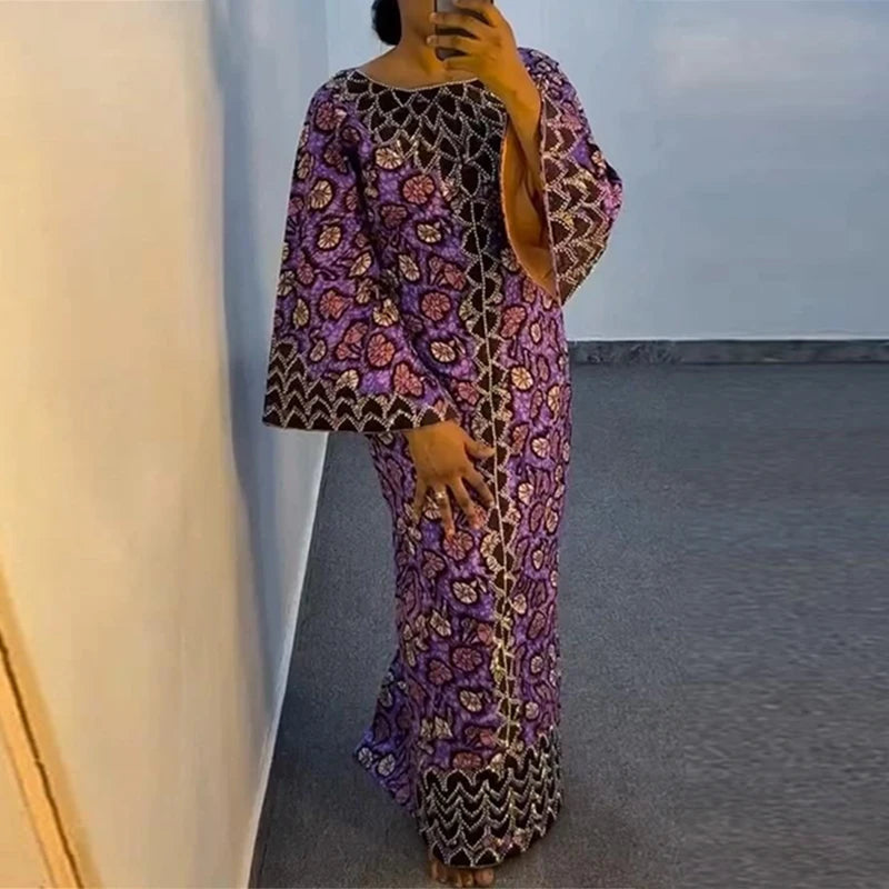 Vestido Feminino Abaya Estilo Africano Premium Elegante Ceremônias Religiosas Yoruba Estampa Digital Plus Size