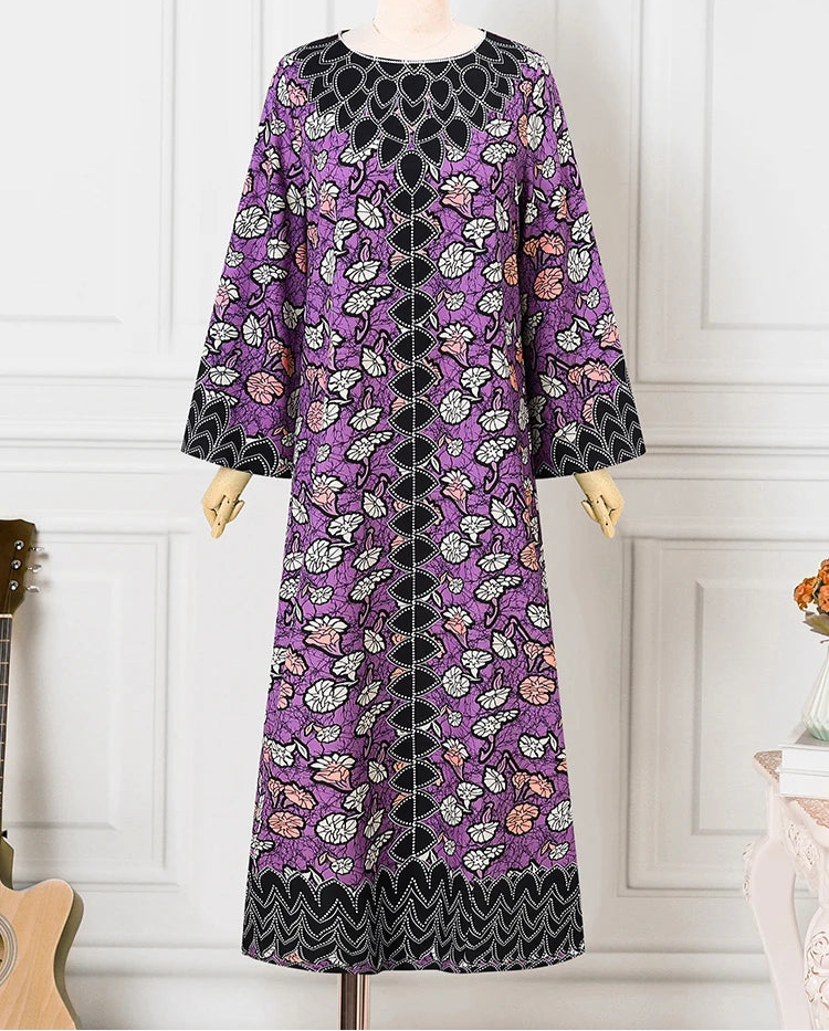 Vestido Feminino Abaya Estilo Africano Premium Elegante Ceremônias Religiosas Yoruba Estampa Digital Plus Size