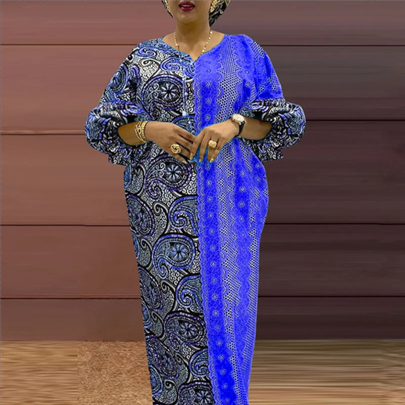 Vestido Feminino Abaya Estilo Africano Premium Estampa Digital Tamanhos Plus Size Ceremônia Religiosa Yoruba