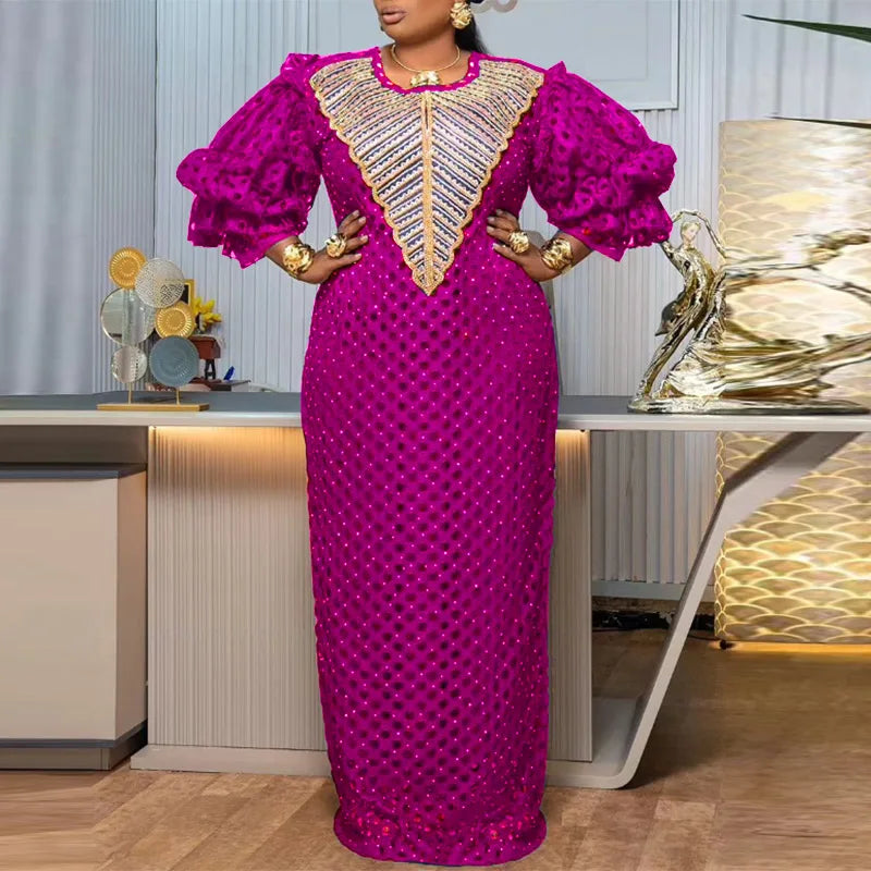 Vestido Feminino Elegante Abaya - Estilo Africano - Manga Bufante -Ceremônia Religiosa - Yoruba