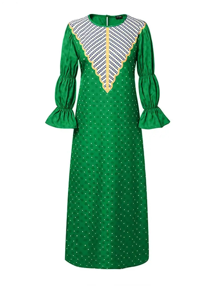 Vestido Feminino Elegante Abaya - Estilo Africano - Manga Bufante -Ceremônia Religiosa - Yoruba