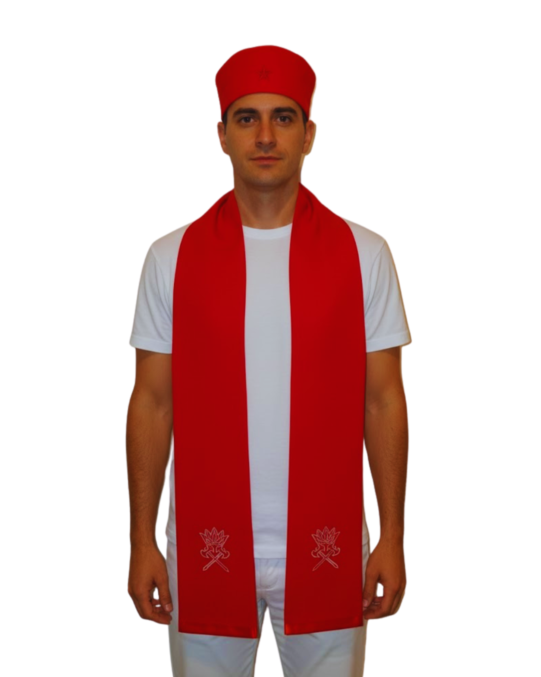 Conjunto de Estola e Filá Masculino do Pai Xangô Umbanda Terreiro Desenvolvimento Mediúnico Sacerdotal Sacerdote