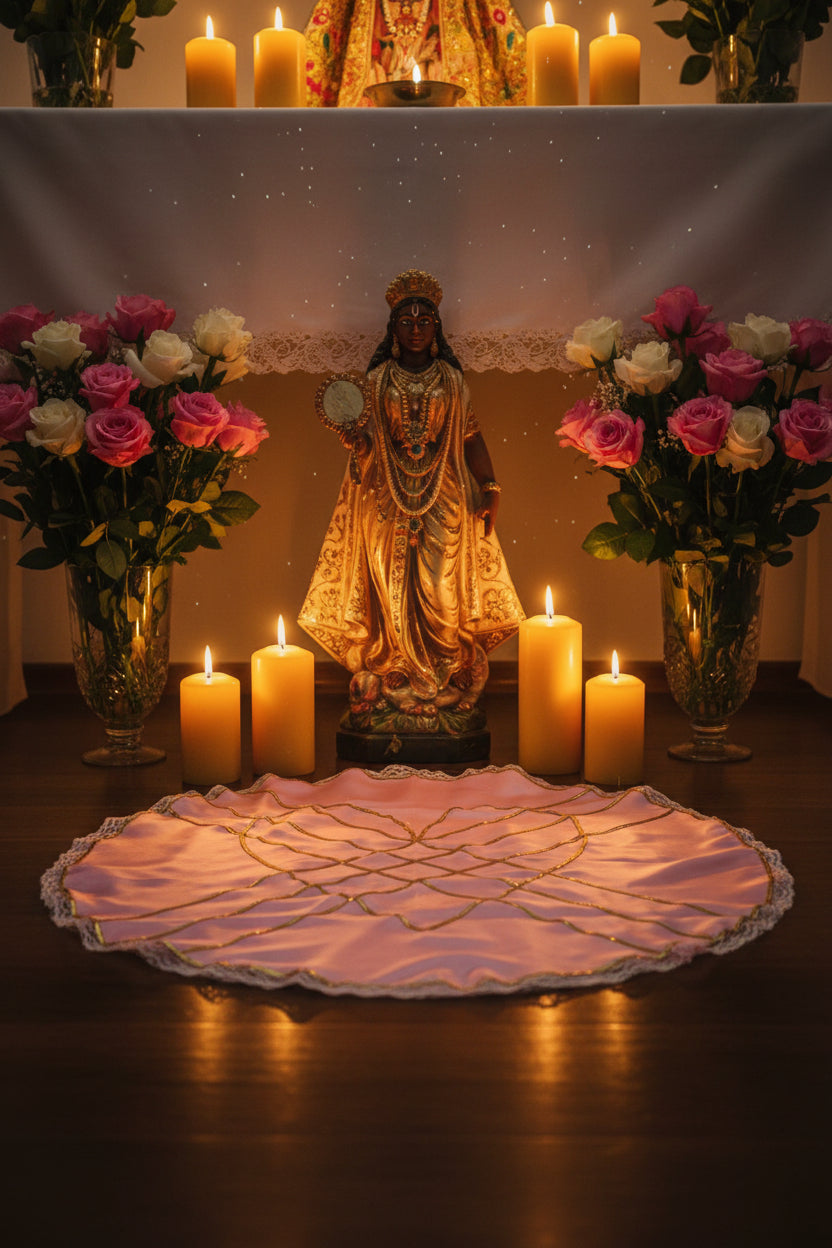 Pano de Oferenda da Mãe Oxum - Roupas de Umbanda Ritual Trono Amor Terreiro Oferenda Mediúm Sacerdote