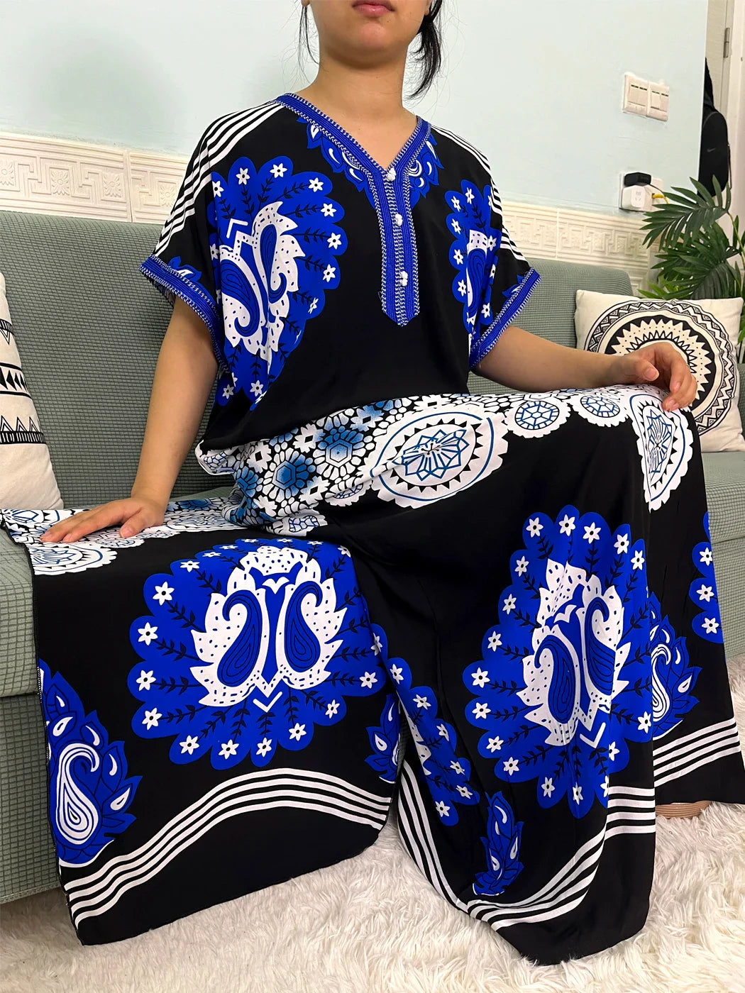 Abayas de Algodão Tradicional com Apliques e Turbante - Ceremonia Religiosa - Yoruba - Elegância - Moda Afro 