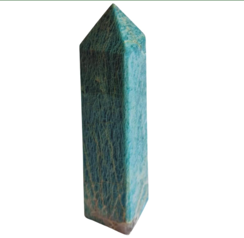 Amazonita Natural Obelisco 16 cm, peça de pedra natural para decoração, coleção mineral e espaços de contemplação.