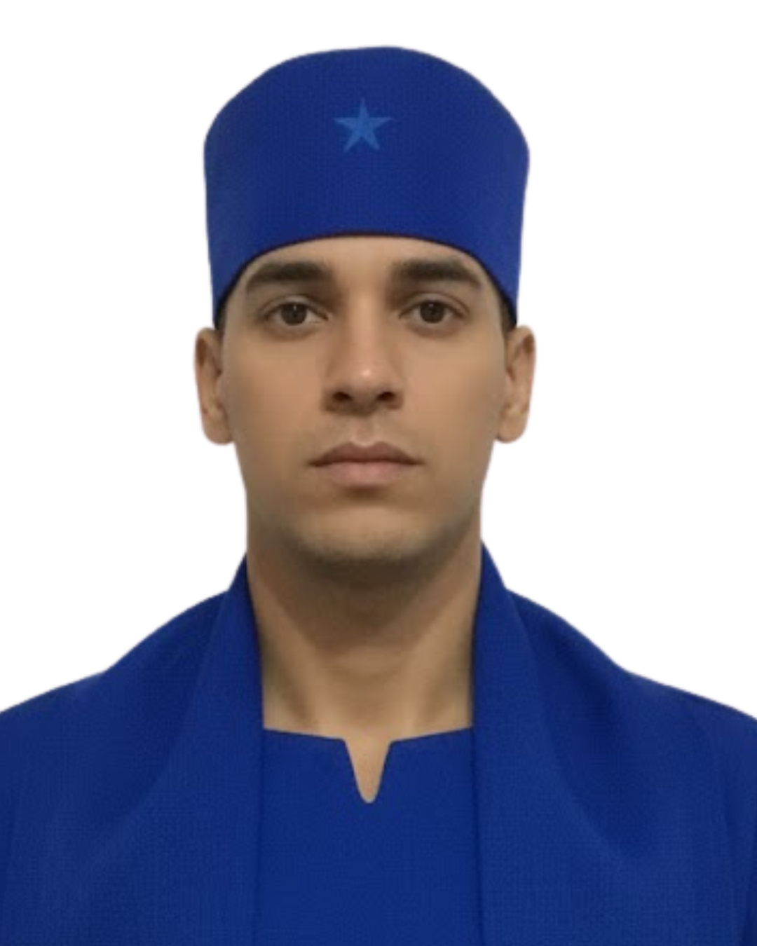 Bata Azul Royal Pai Ogum Bordados Roupas Umbanda Terreiro Gira Desenvolvimento Mediúnico