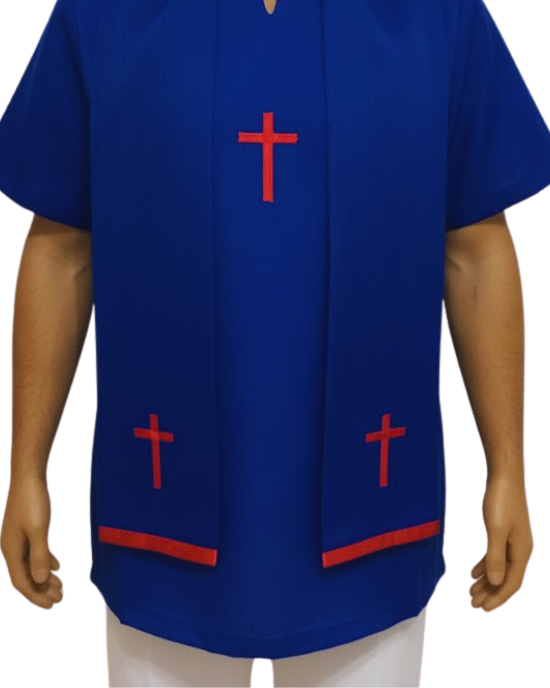 Bata Azul Royal Pai Ogum Bordados Roupas Umbanda Terreiro Gira Desenvolvimento Mediúnico