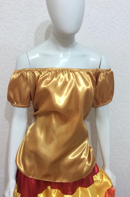 Blusa Feminina Cigana Dourada Umbanda Terreiro Roupas Religiosas 