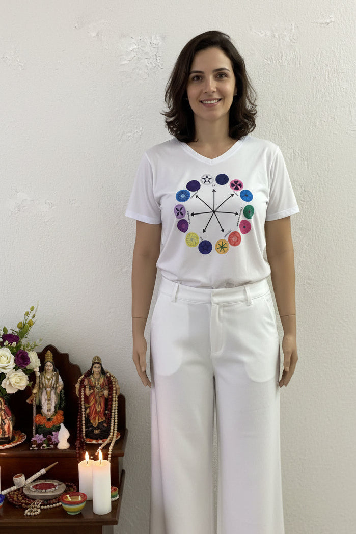 Camiseta Tronos de Deus Branca Estampa Digital Exclusiva Roupas Umbanda Axê Terreiro Gira Medium Sacerdote Logotipo