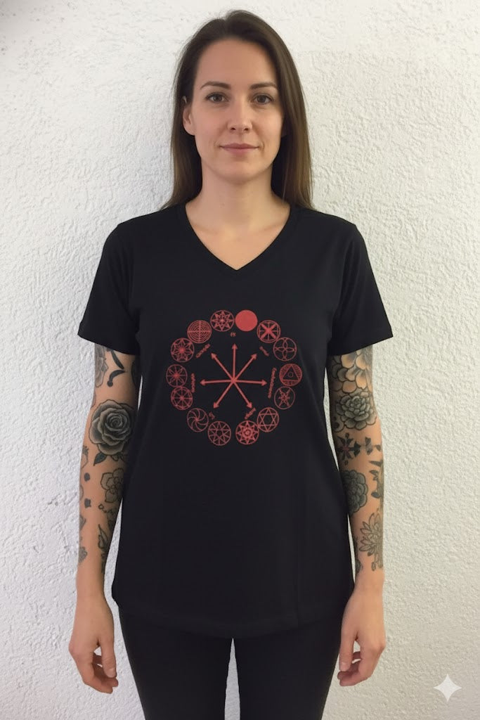 Camiseta Tronos de Deus Preta Umbanda Roupas Axê Terreiro Magia Ceremonia Ritual